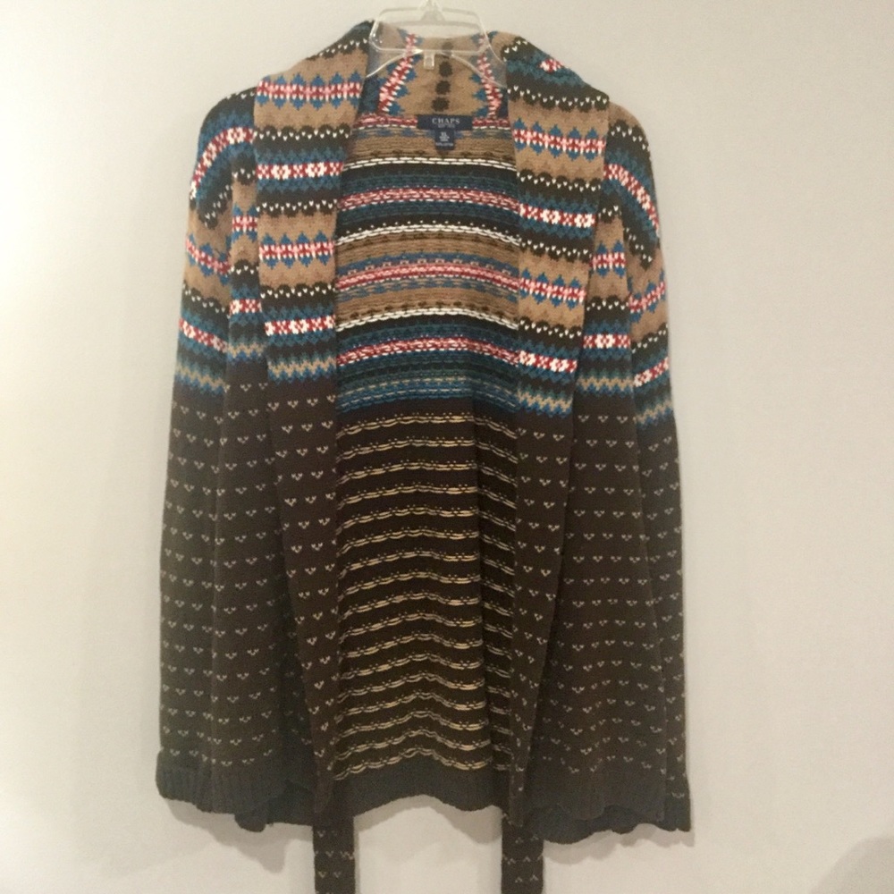 Chaps | Aztec Print Belted Cardigan Sweater XL